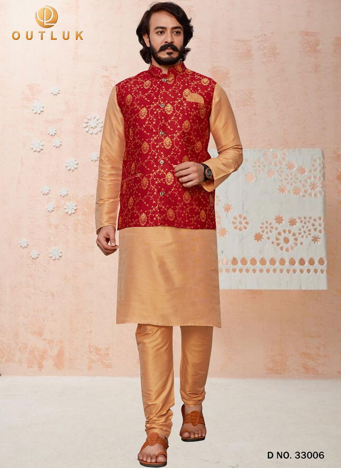 Outluk Vol 33 Festive Wear Wholesale Kurta Pajama With Jacket Mens Collection